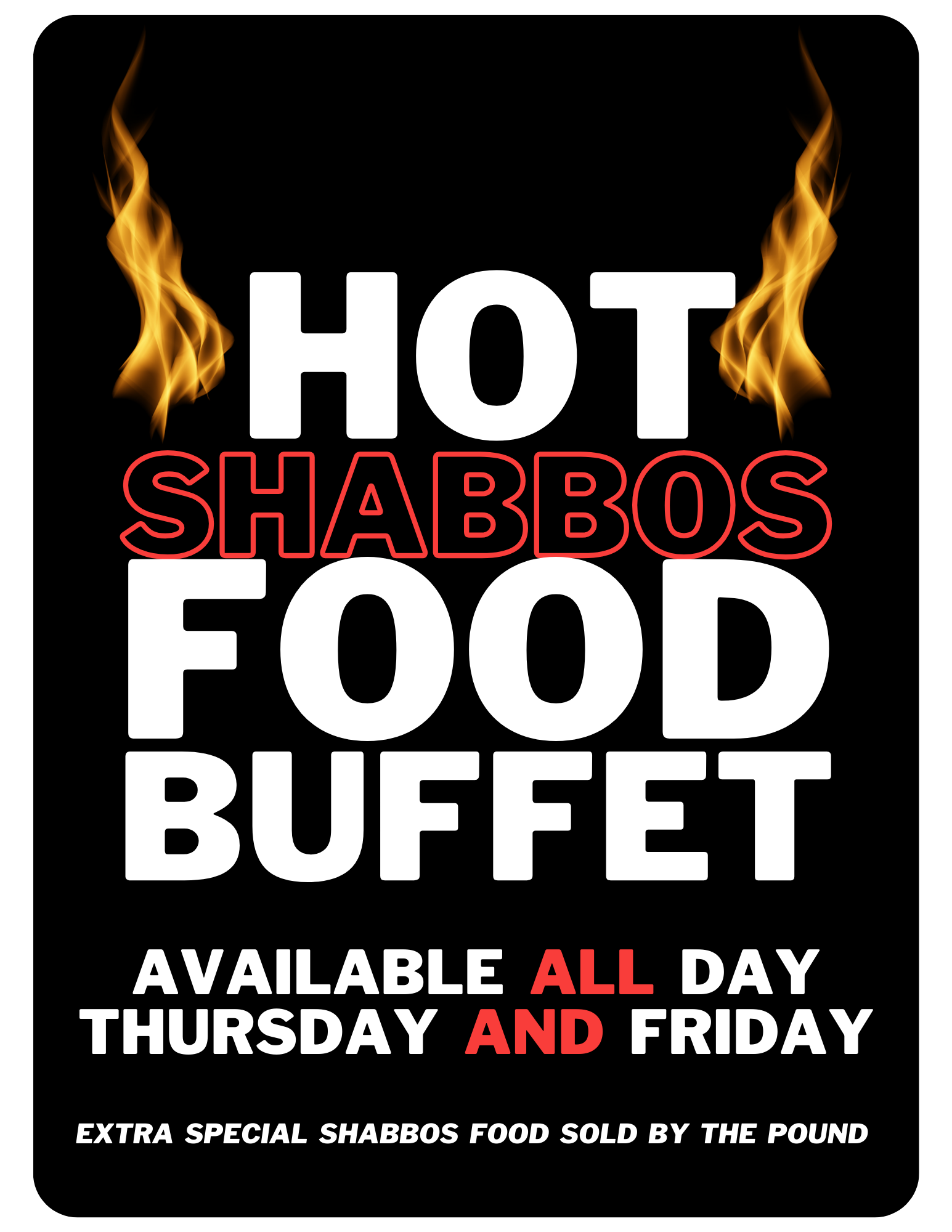 Hot Shabbat Food Buffet